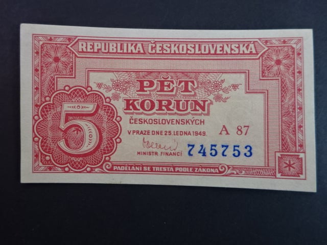 5 Kčs 25.1.1949 série A 87