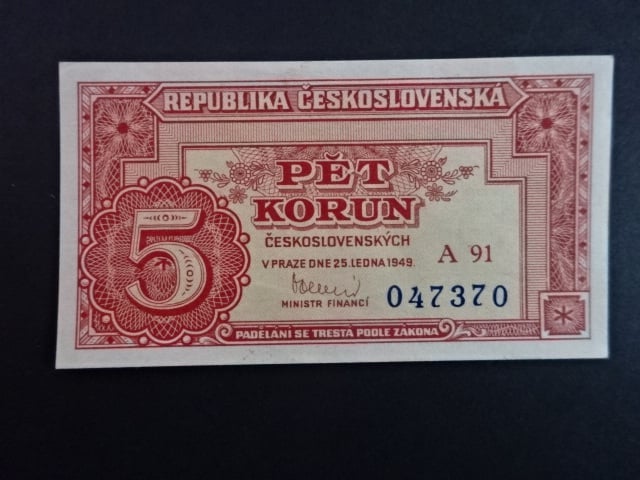 5 Kčs 25.1.1949 série A 91