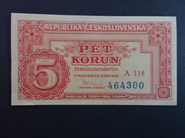 5 Kčs 25.1.1949 série A 118
