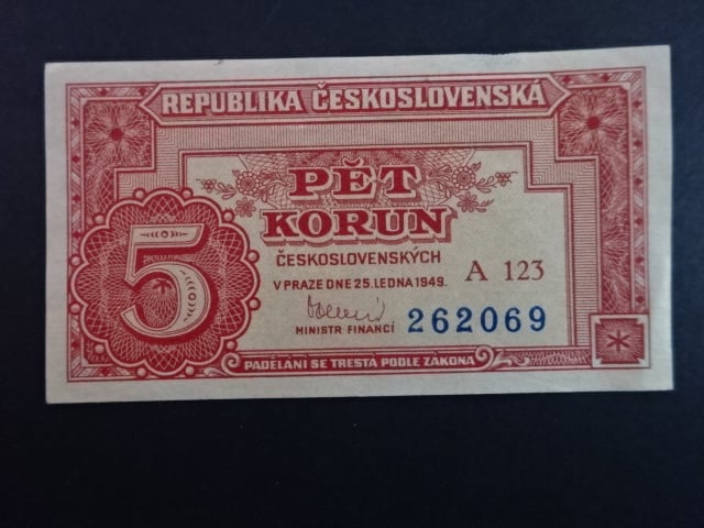 5 Kčs 1949 série A 123