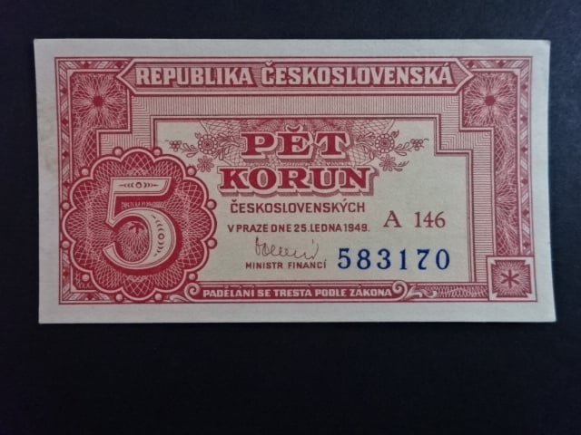 5 Kčs 25.1.1949 série A 146