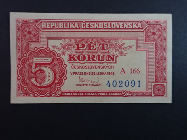 5 Kčs 25.1.1949 série A 166