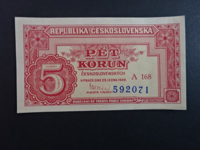 5 Kčs 25.1.1949 série A 169 poslední série