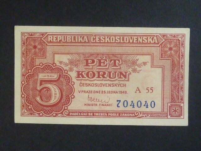 5 Kčs 25.1.1949 série A 55