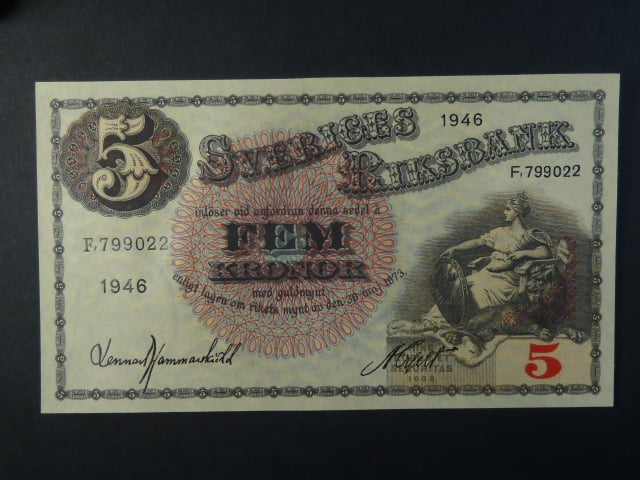 5 Kronor 1946 var. podpisu 2, Pi. 33ac.
