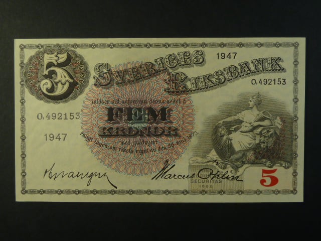 5 Kronor 1947 var. podpisu 2, Pi. 33ad.