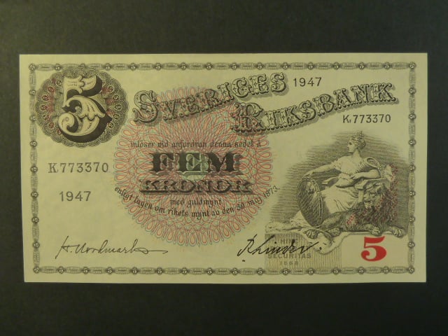 5 Kronor 1947 var. podpisu 5, Pi. 33ad.