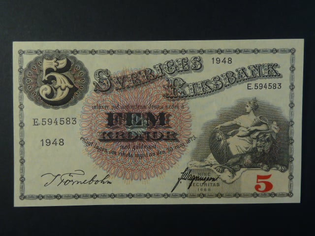 5 Kronor 1948 var. podpisu 3, Pi. 33ae.