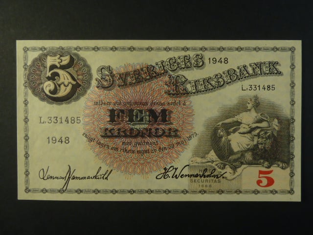 5 Kronor 1948 var. podpisu 5, Pi. 33ae.