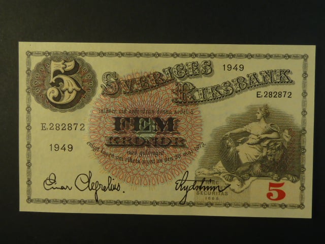5 Kronor 1949 var. podpisu 5, Pi. 33af.