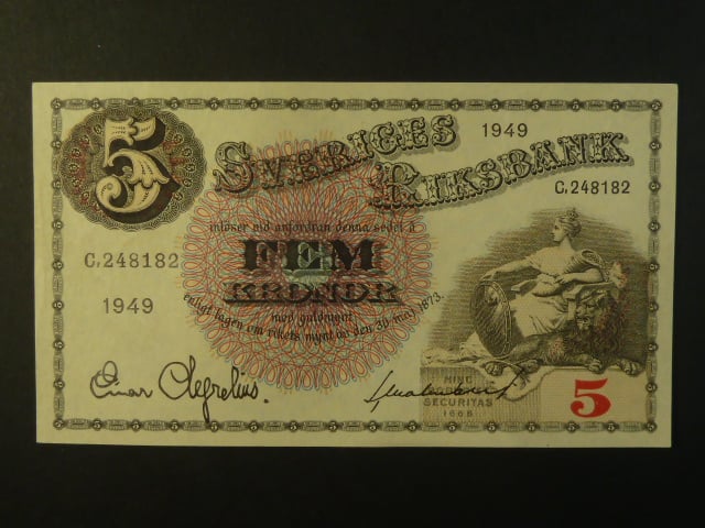 5 Kronor 1949 var. podpisu 6, Pi. 33af.