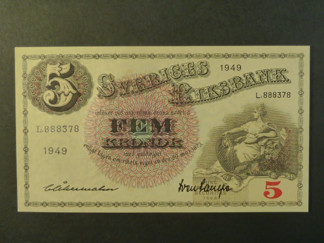 5 Kronor 1949 var. podpisu 7, Pi. 33af.