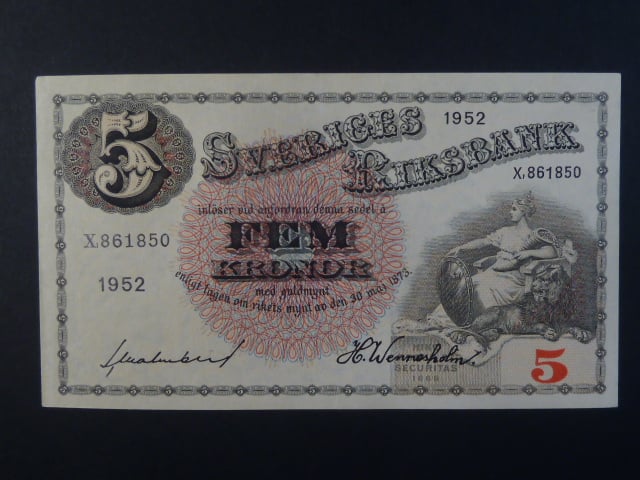 5 Kronor 1952 var. podpisu 11, Pi. 33ai