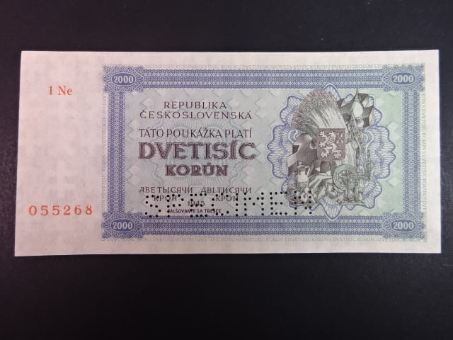 2000 K 1945 série 1 Ne, perf. SPECIMEN dole, poloha vodoznaku A