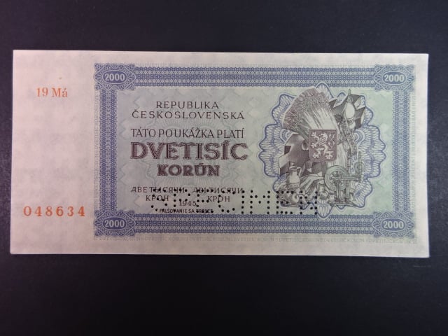 2000 K 1945 série 19 Má, perf. SPECIMEN dole, poloha vodoznaku A