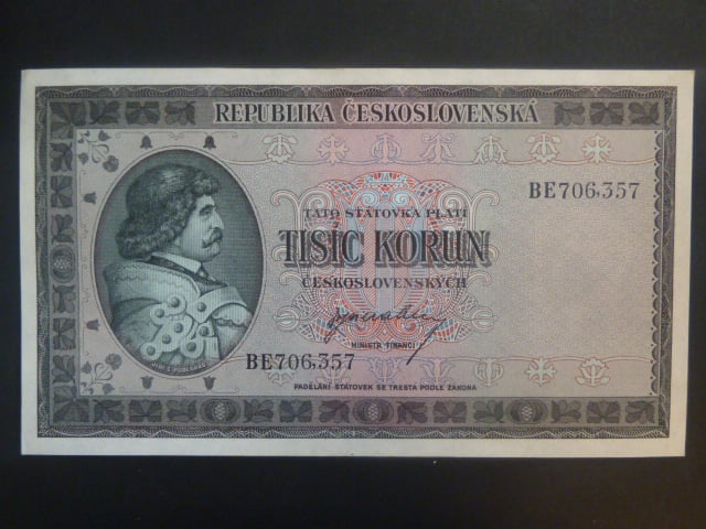1000 Kčs 1945 série BE
