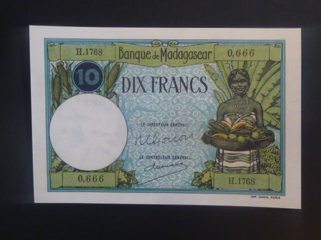 MADAGASKAR, 10 Francs 1948, BNB. B203c, Pi. 36