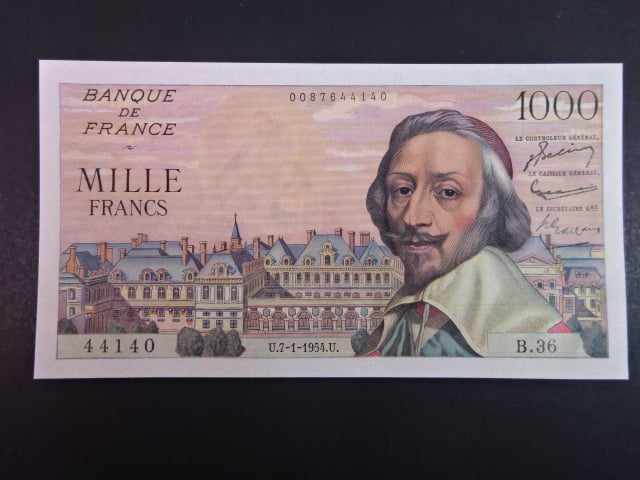 1000 Francs 7.1.1954, BNB. 989a, Pi. 134