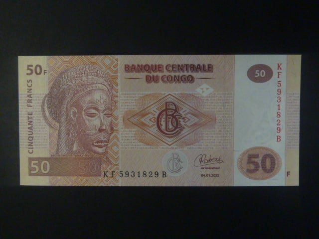 KONGO, 50 Francs 2022 KF/B, BNB. B319e, Pi. 97B