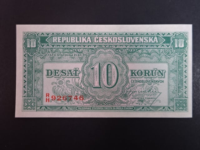 10 Kčs 1945 série R/H
