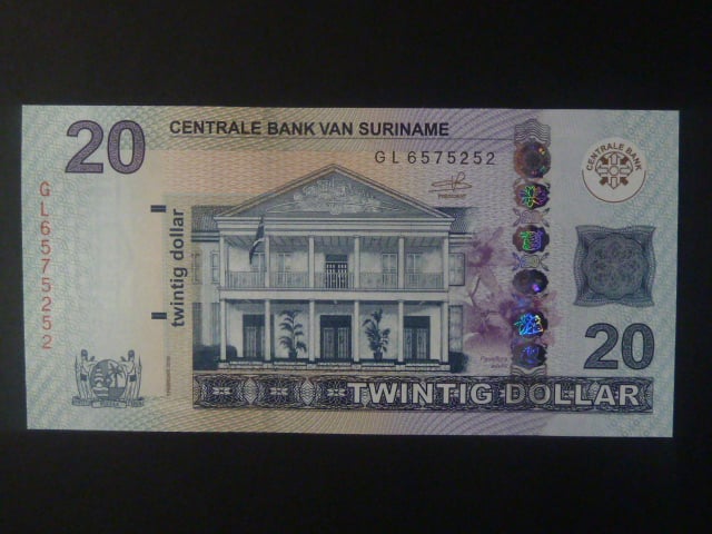 SURINAM,20 Dollar 2019, BNB. B547c, Pi. 164
