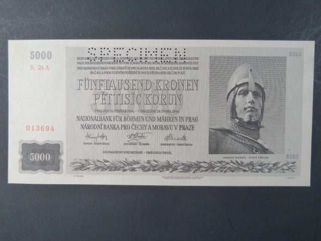 5000 K 1944 série 24 A, perf. SPECIMEN, poslední série