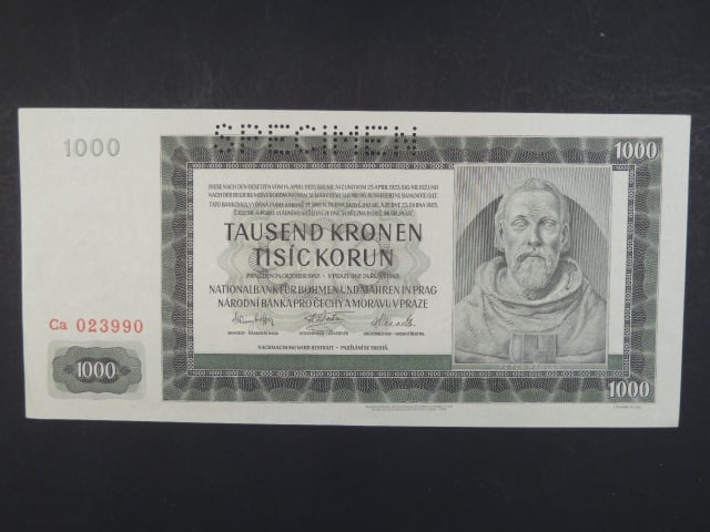 1000 K 1942 série Ca, II. vydání, perf. SPECIMEN