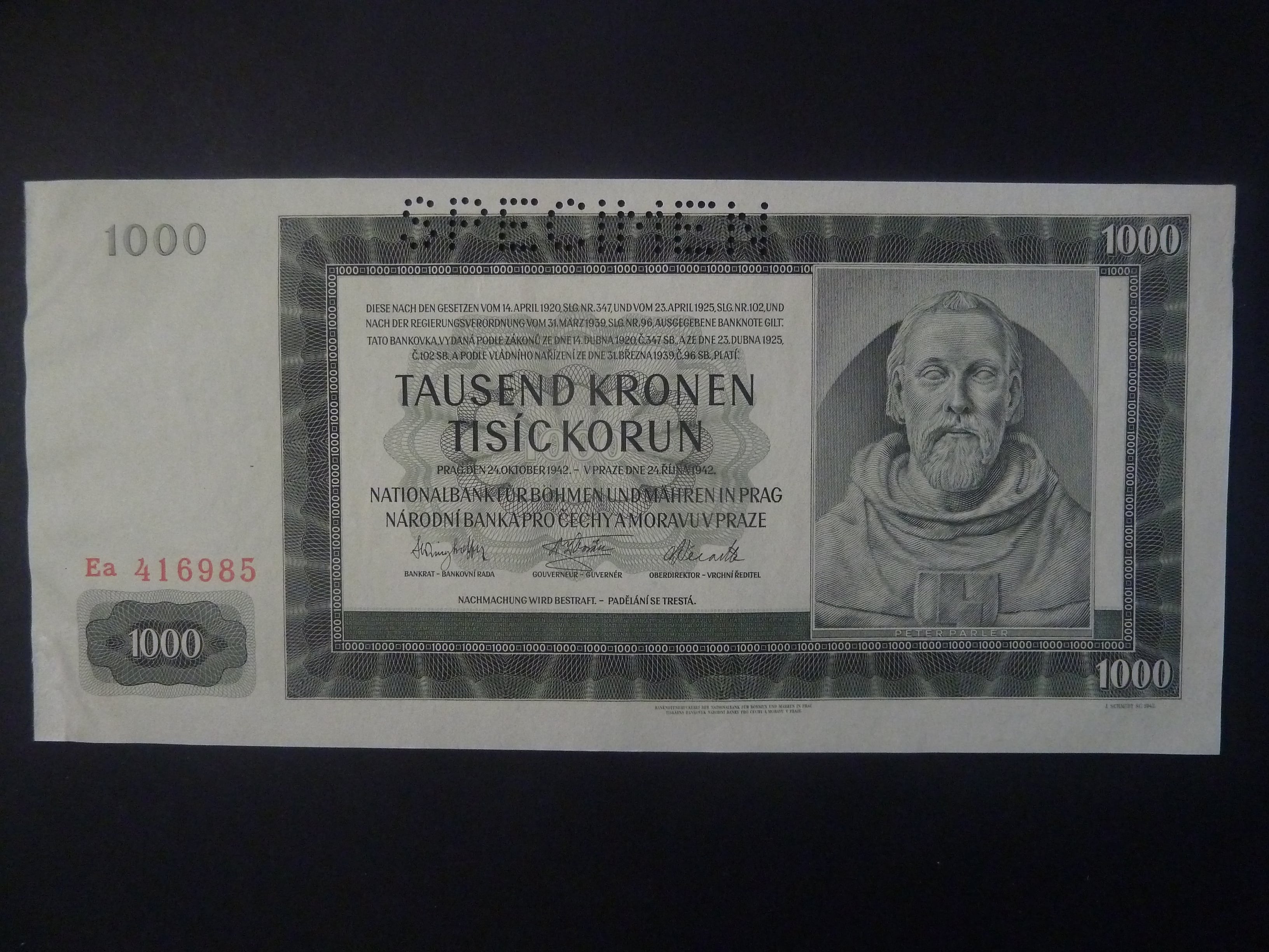 1000 K 1942 série Ea, II. vydání, perf. SPECIMEN