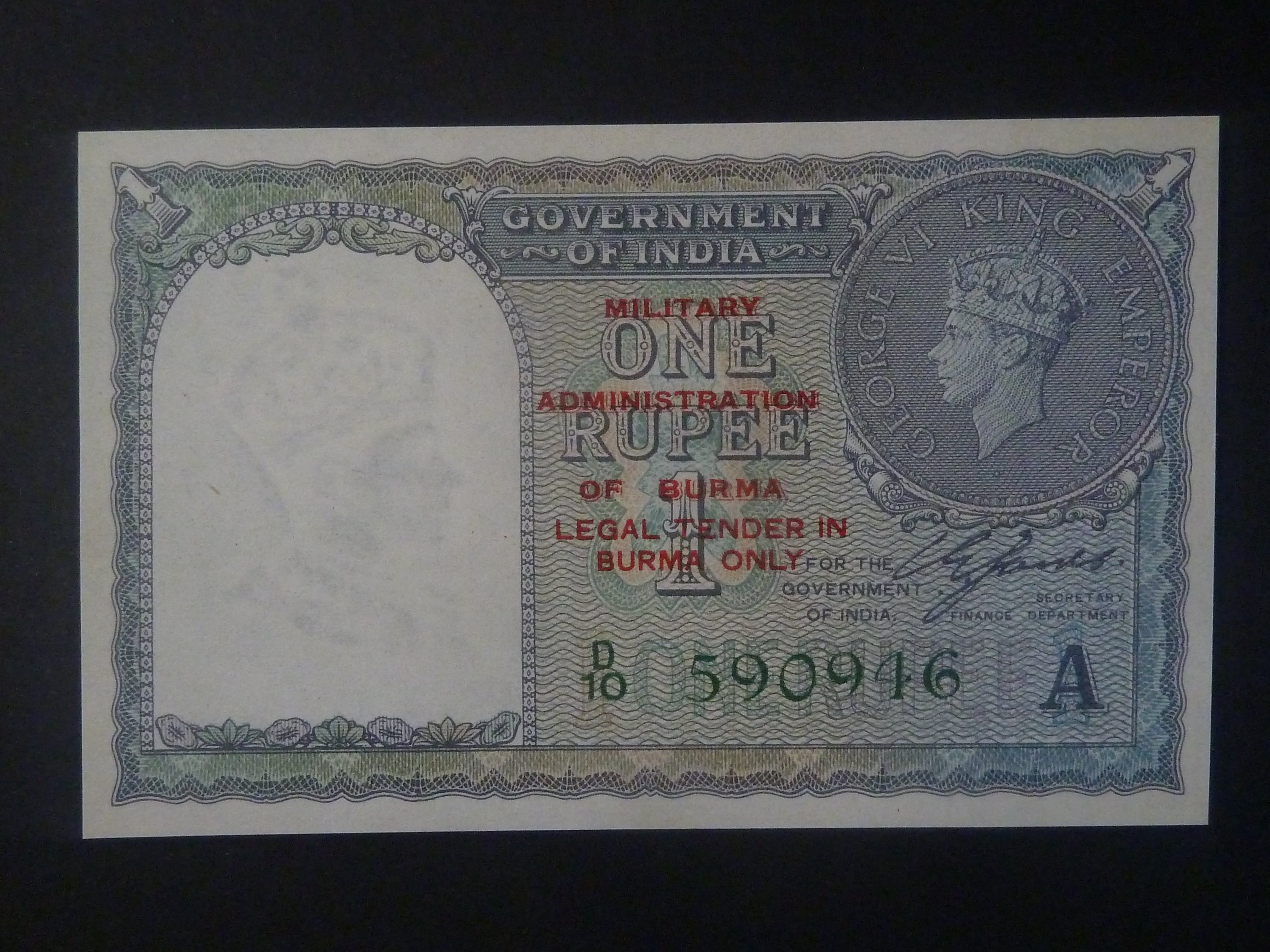 INDIE, 1 Rupee 1940, BNB. B151d, Pi. 25