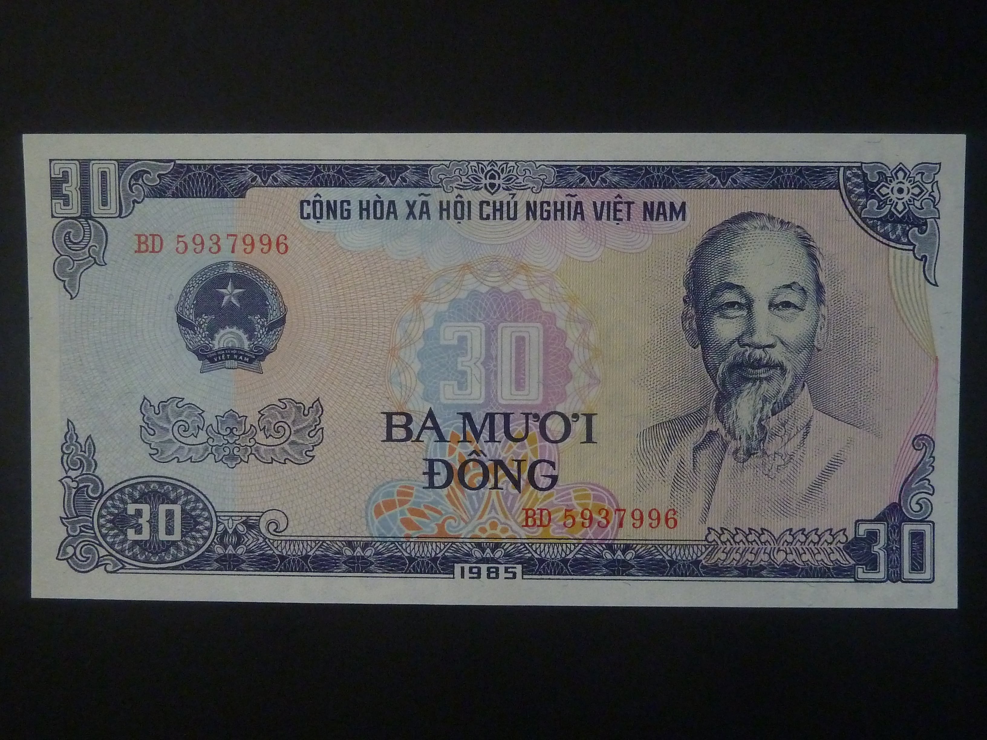 VIETNAM JIŽNÍ,30 Dong 1985, BNB. B323a, Pi. 95