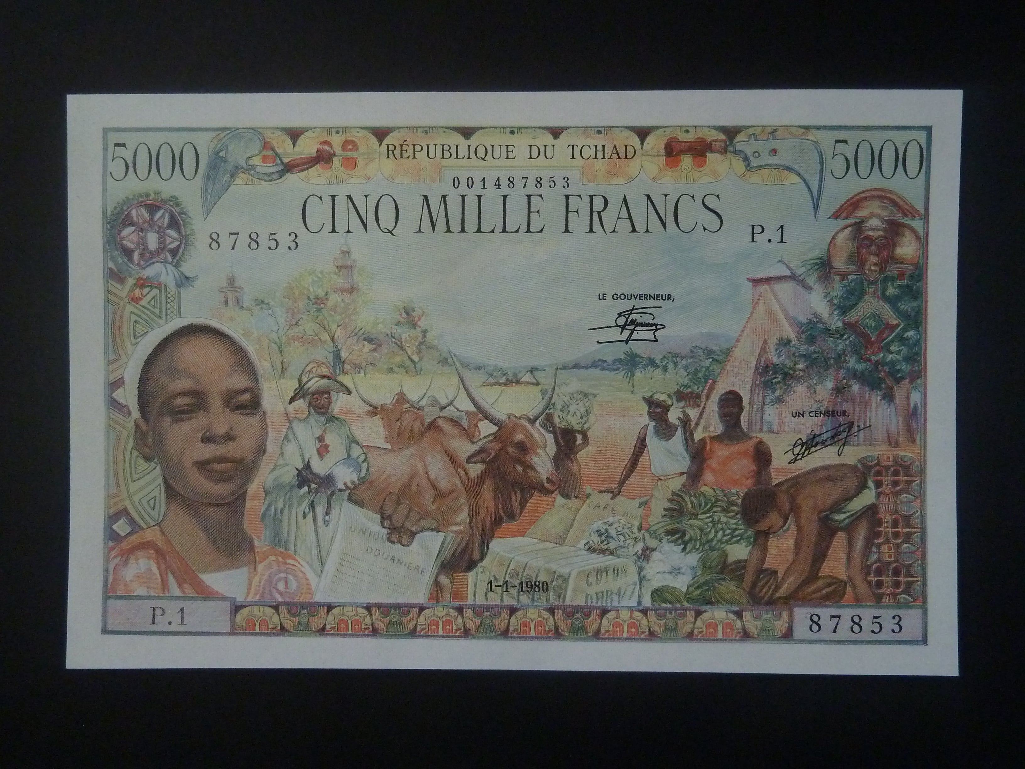 ČAD, 5000 Francs 1980, BNB. B207a, Pi. 8