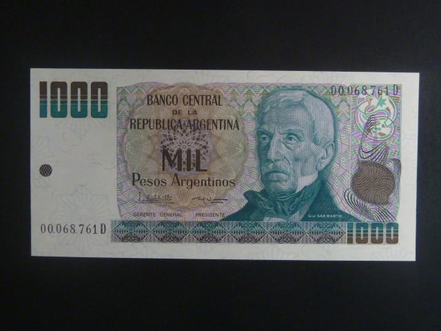 ARGENTINA, 1000 Pesos 1984, BNB. B370b, Pi. 317