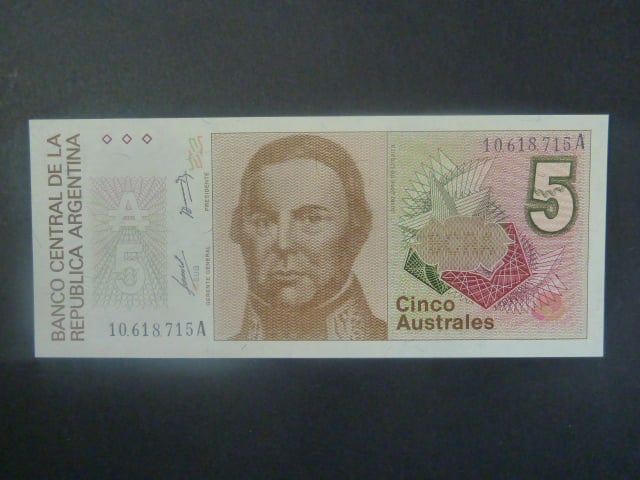 ARGENTINA, 5 Australes 1986, BNB. B377a, Pi. 324