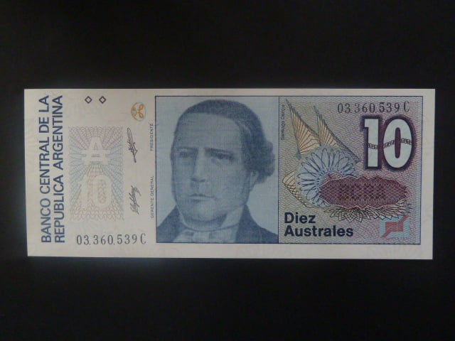 ARGENTINA, 10 Australes 1987, BNB. B378b, Pi. 325
