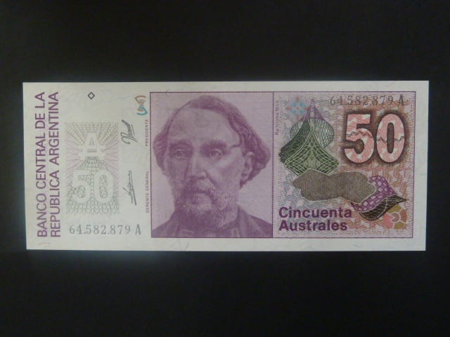 ARGENTINA, 50 Australes 1989, BNB. B379d, Pi. 326