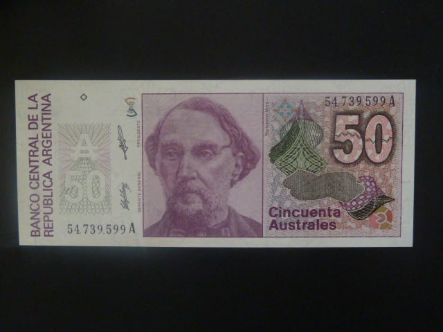 ARGENTINA, 50 Australes 1988, BNB. B379c, Pi. 326