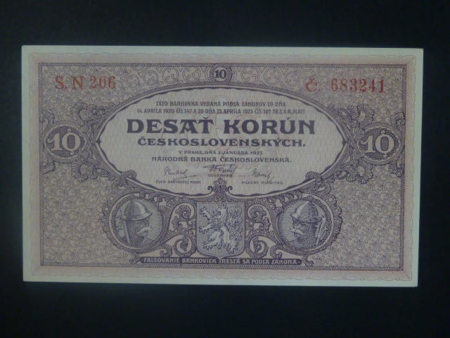 10 Kč 1927 série N 206