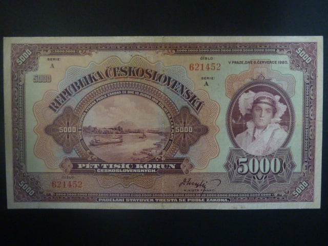 5000 Kč 1920 série A, neperforovaná