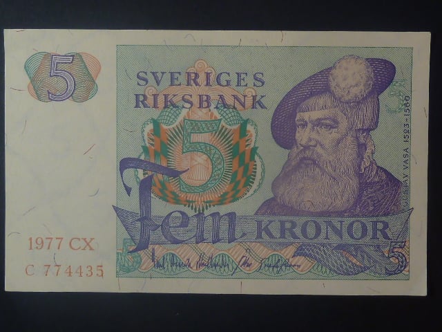 5 Kronor 1977, červený suffix, Pi. 51d