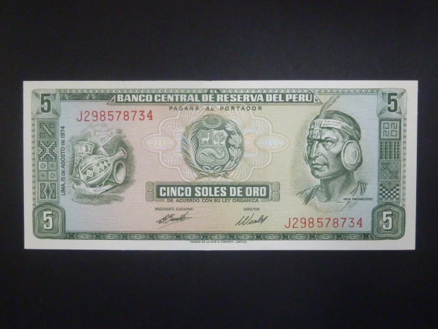 PERU, 5 Soles 1974, BNB. B434h, Pi. 99