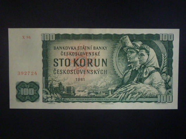 100 Kčs 1961 série X 96, číslovač 2d, vodoznak 14