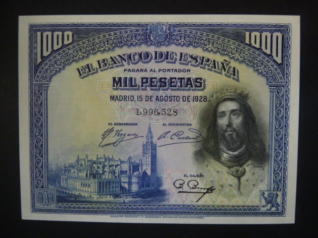 1000 Pesetas 1928, (v oběhu: 1938), BNB. B522a, Pi. 78