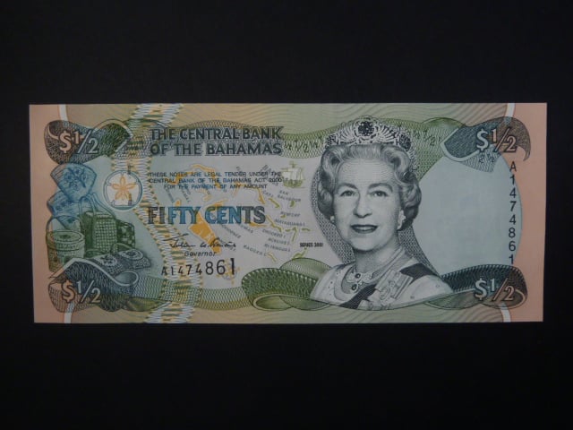 BAHAMY, 1/2  Dollar 2001, BNB. B334a, Pi. 68
