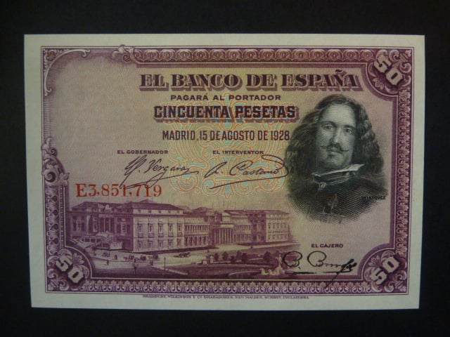 50 Pesetas 1928, (v oběhu: 1932), BNB. B519b, Pi. 75