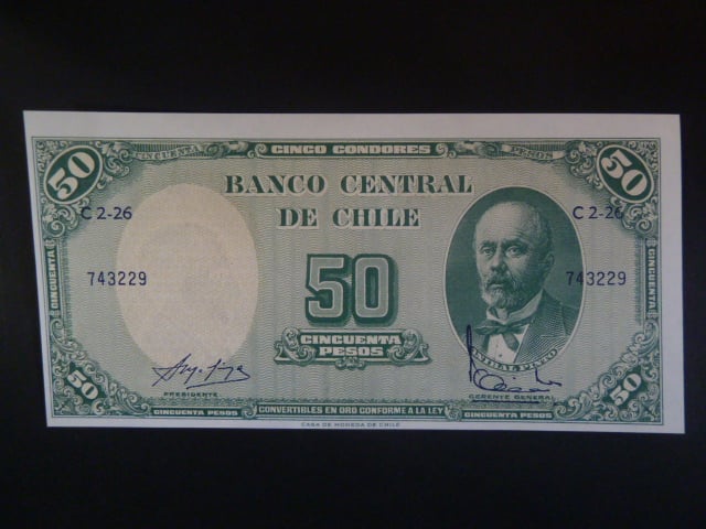 Chile, 5 centesimo na 50 Pesos 1960, BNB. B260d, Pi. 126