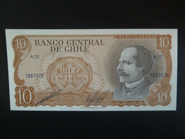 Chile, 10 Escudos 1973, BNB. B279c, Pi. 143