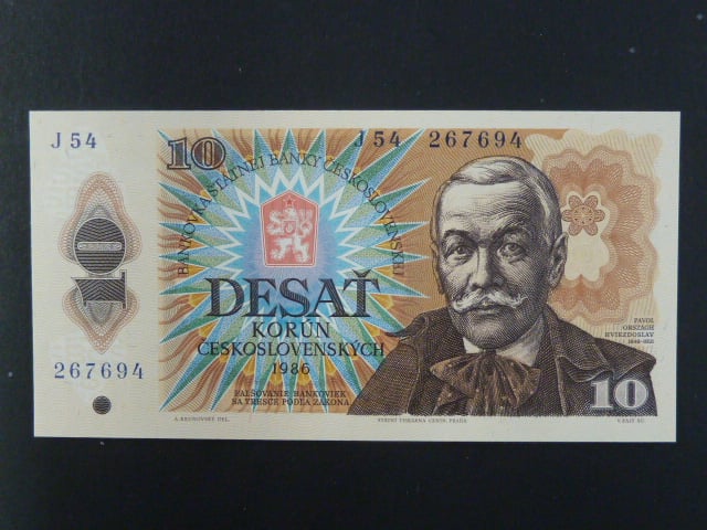 10 Kčs 1986 série J 54, II. tisková deska