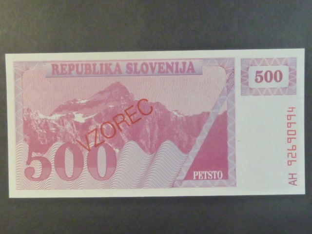 500 Tolarjev 1992, BNB. B208bs, Pi. 8, s přetiskem VZOREC
