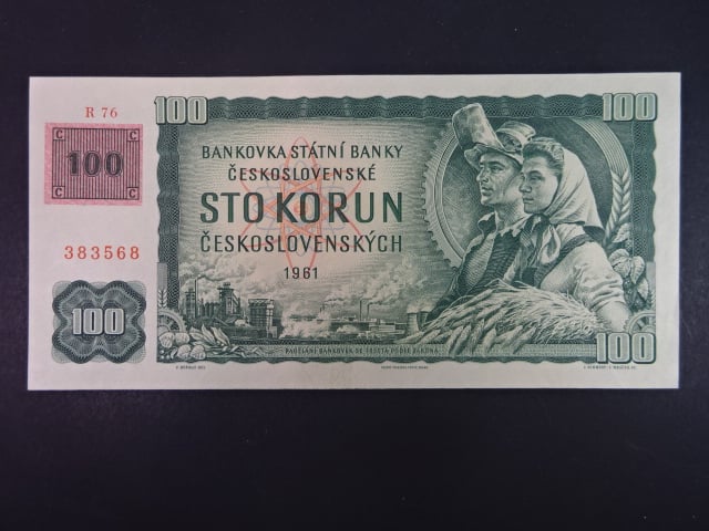 100 Kč 1961/1993 série R 76, kolek, široký číslovač 1c