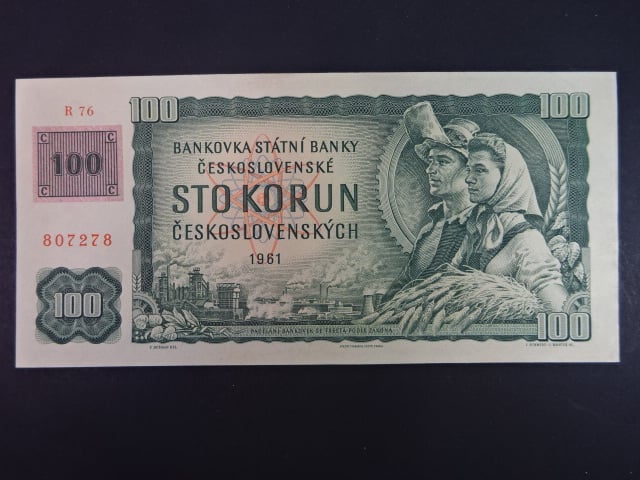 100 Kč 1961/1993 série R 76, kolek, široký číslovač 1c
